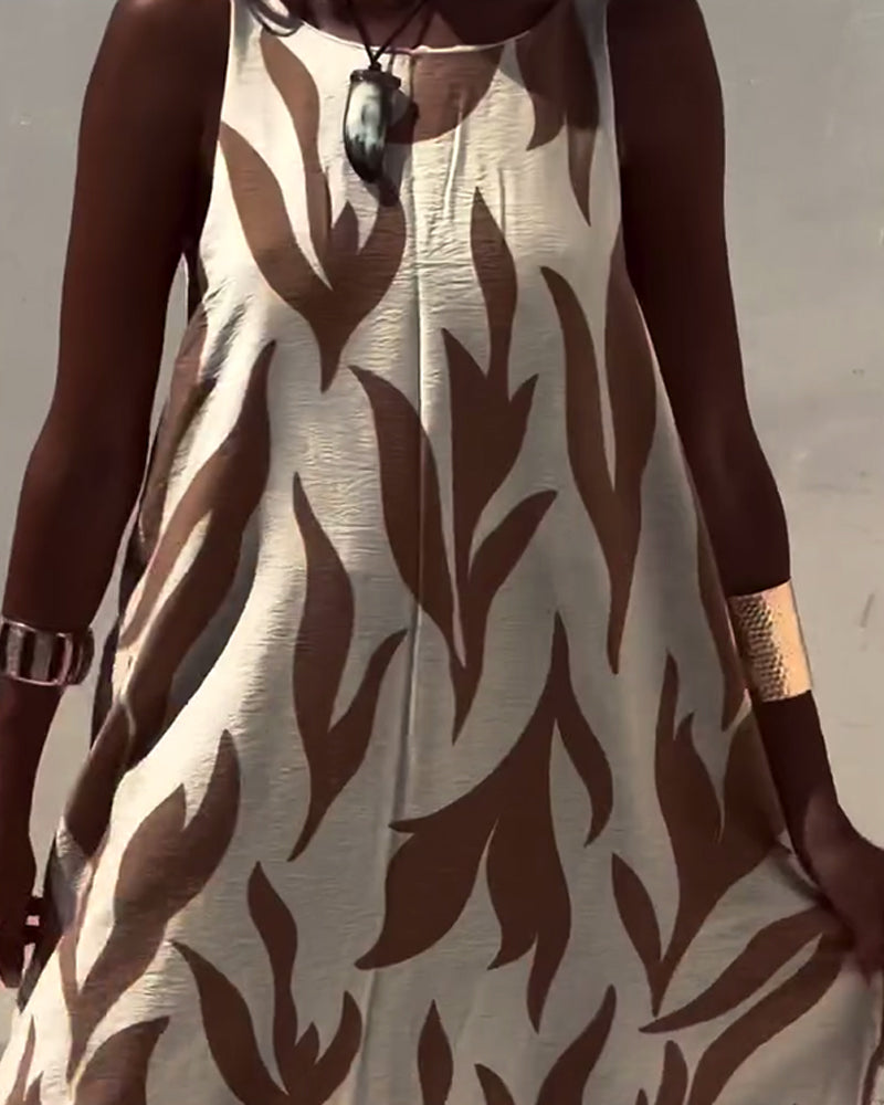 Sleeveless Backless Printed Dress