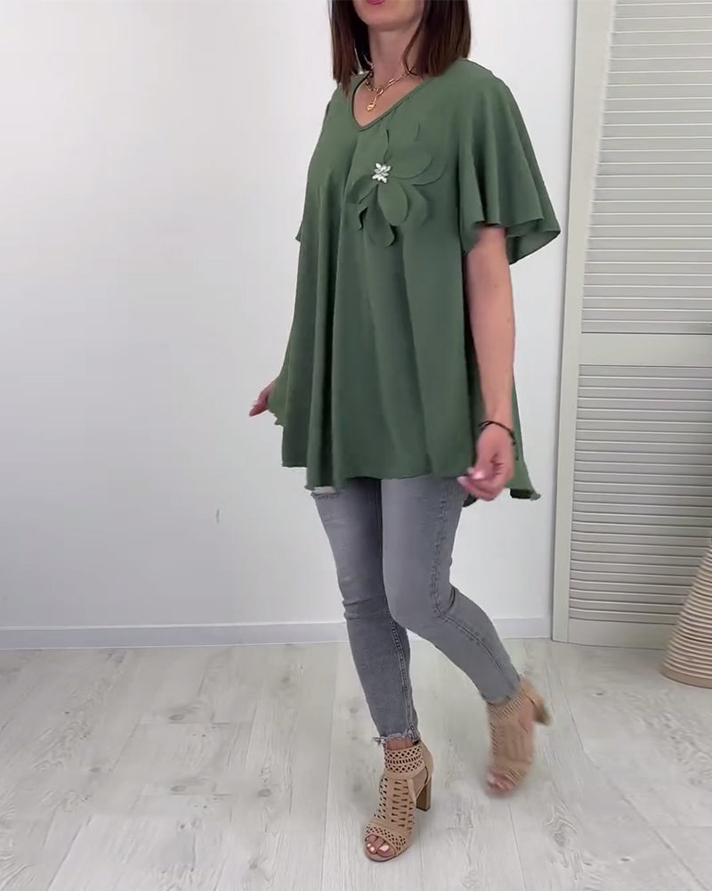 Loose V-Neck Blouse