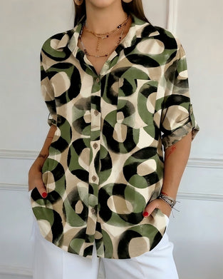 Circular Print Relaxed-Fit Shirt