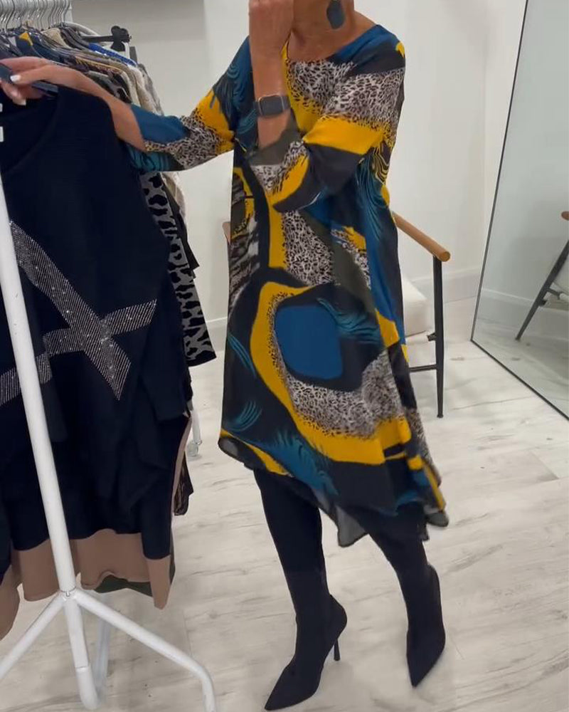 Round Neck Printed Elegant Dress