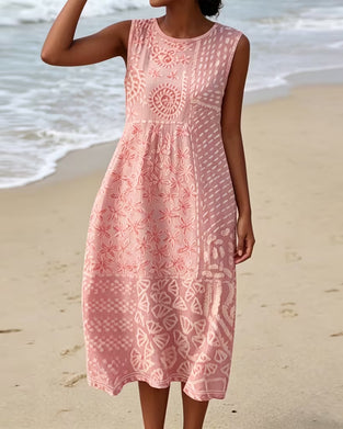 Patchwork Print Sleeveless Dress