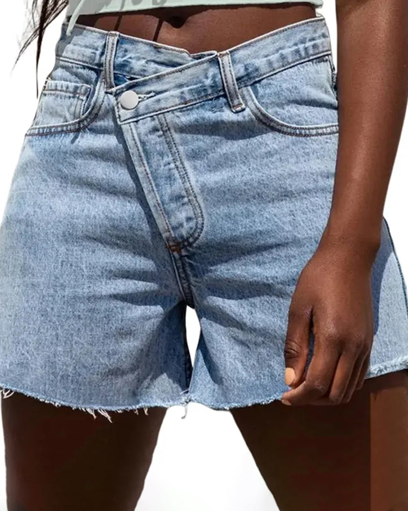 Cross Waist Denim Shorts