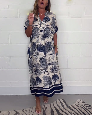 Animal print V-neck pocket dress