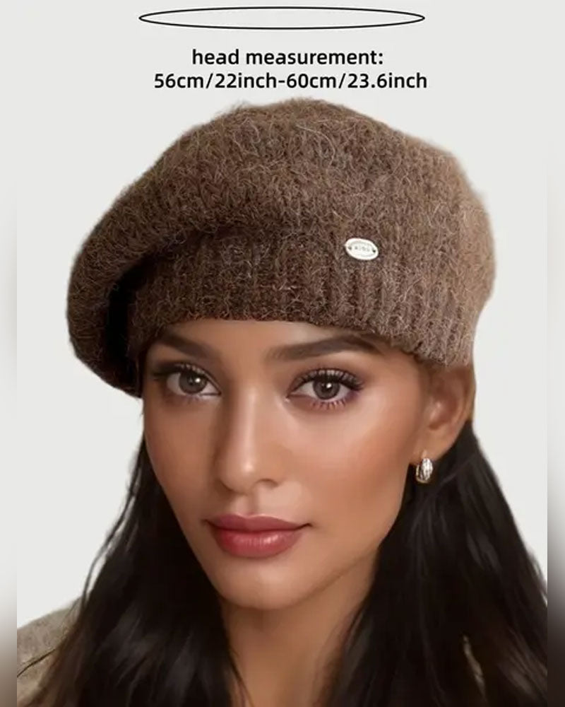 Women Plain Knit Beret Beanie
