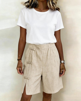 Knot Button Casual Shorts