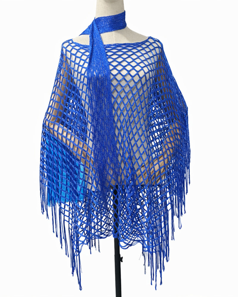 Fringe Mesh Hollow Out Pullover