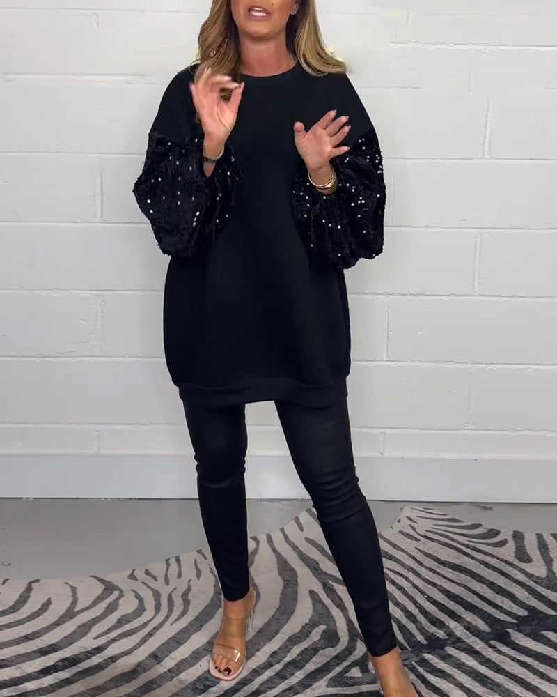 Round neck long sleeve casual pullover sweatshirt