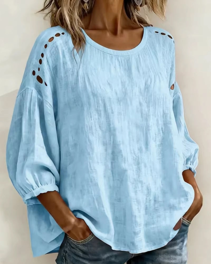 Hollow 100% Cotton  Blouse