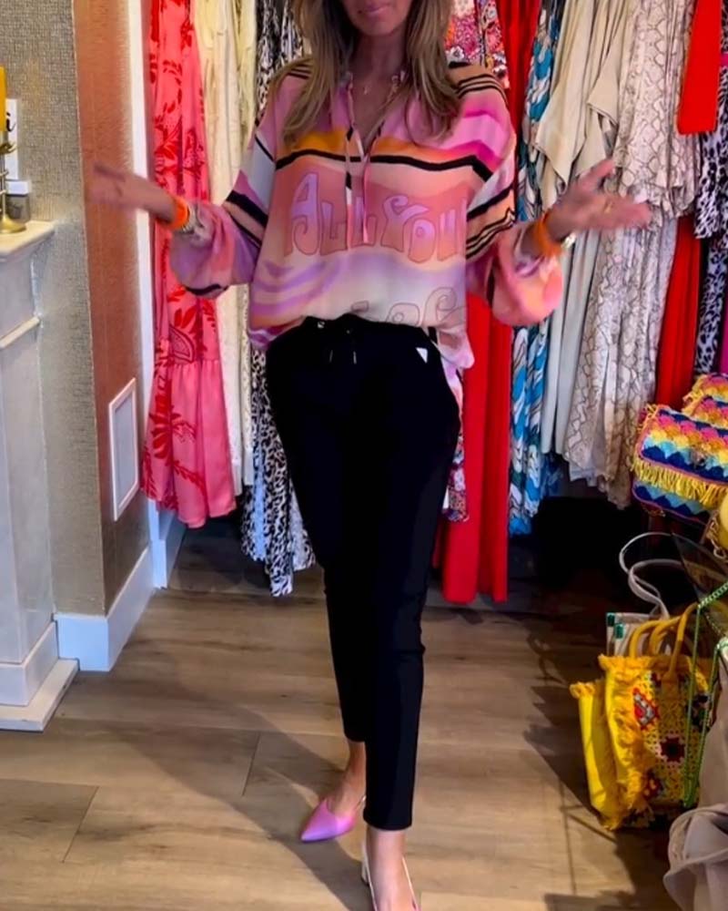 Suspension contrast print casual top