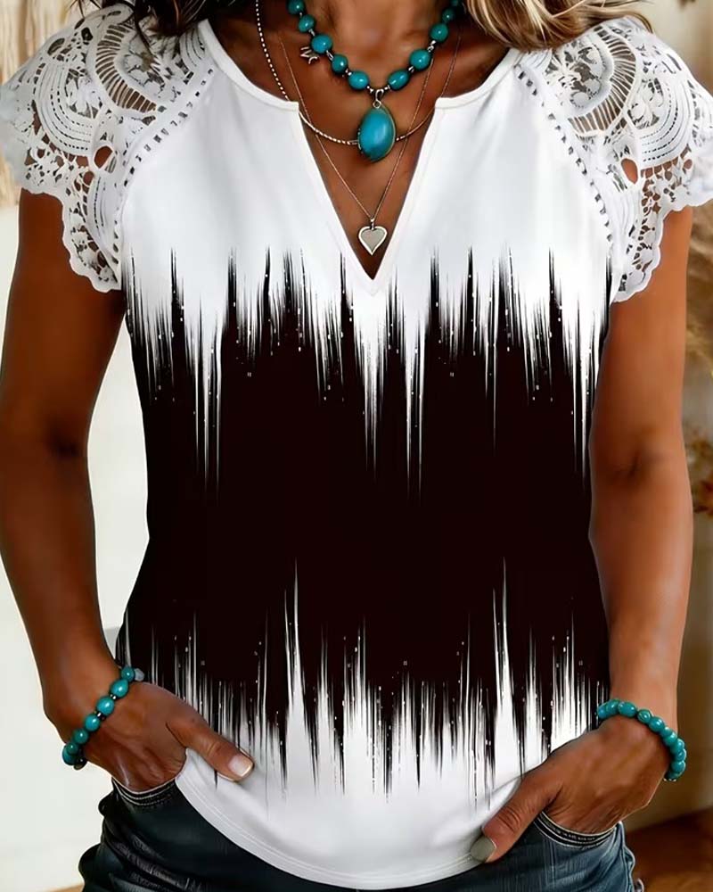 Stylish V-Neck Color Block Blouse