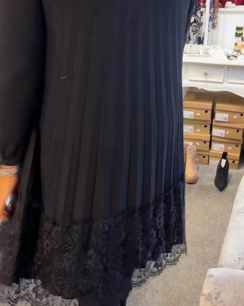 Round Neck Pleated Loose Dress