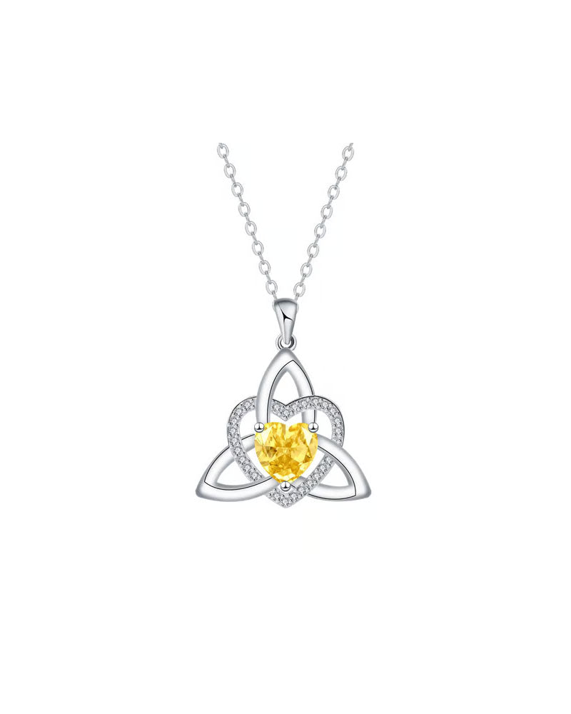 Birthstone Celtic Trinity Knot Heart Necklace✨ Heart Shape Celtic Trinity Knot Birthstone Pendant