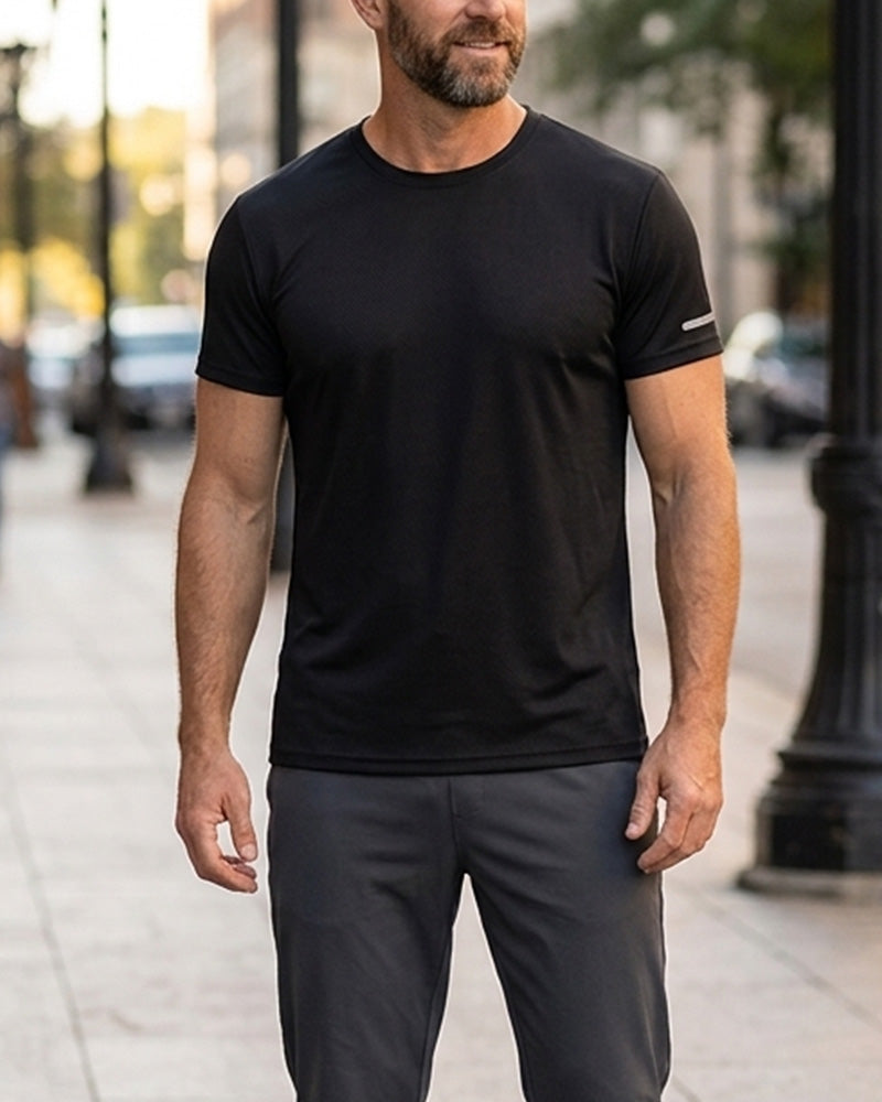 Men's Solid Color Short Sleeve Athletic T-Shirt