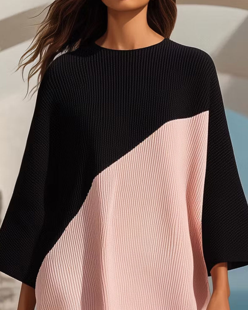 Crewneck Color-Block Shift Dress