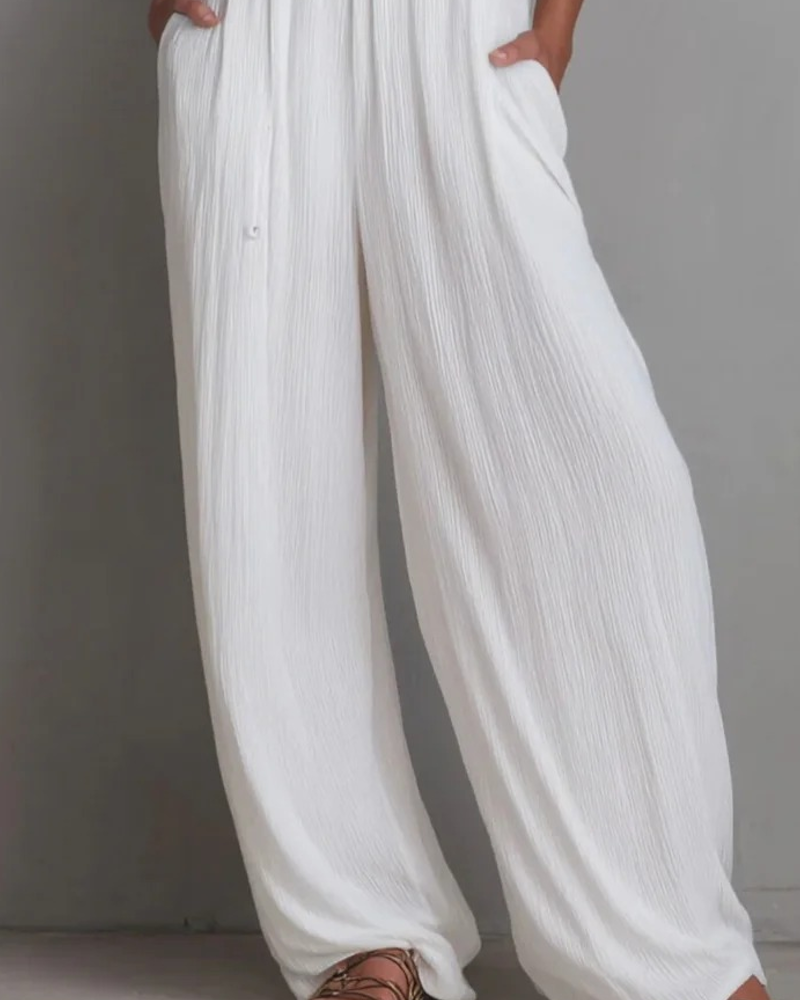 Elegant Sleeveless Halter Wide Leg Jumpsuit
