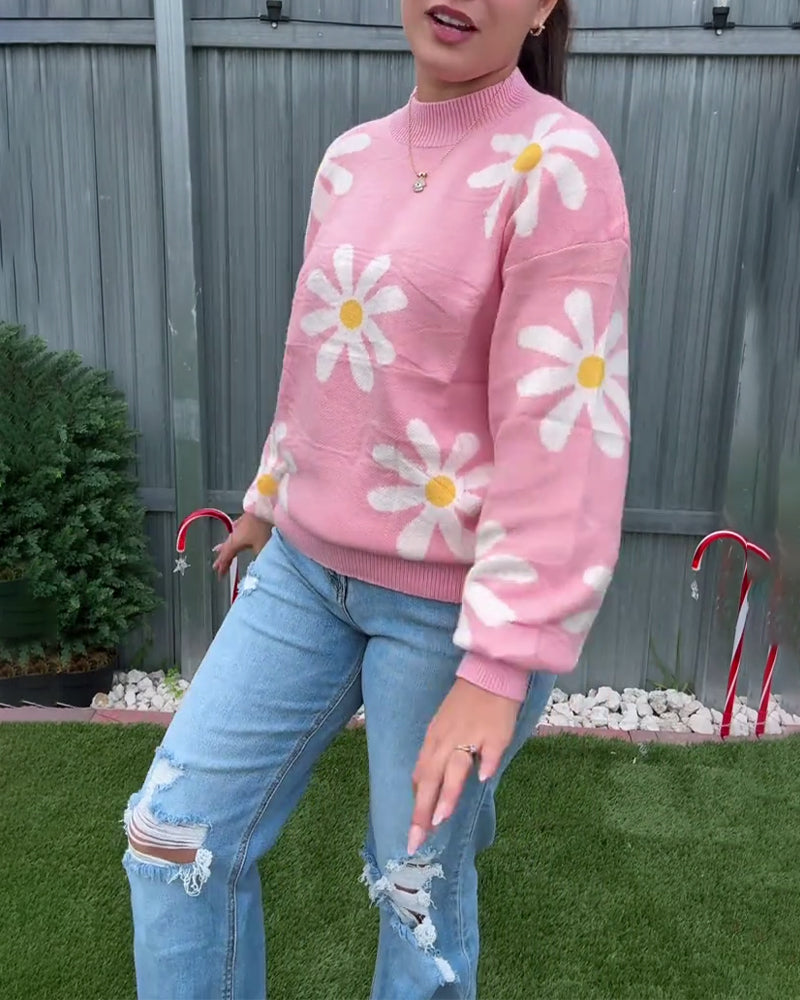 Jacquard Fashion Round Neck Pullover