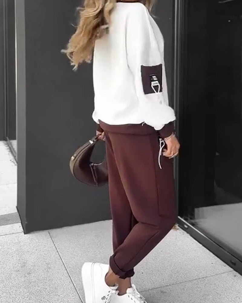 Color Block Sweatshirt And Jogger Set