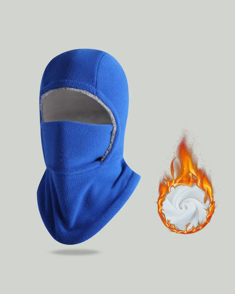Winter 2 In 1 Hat And Face Mask Windproof Thick Fleece Lining For Outdoor Sports Black