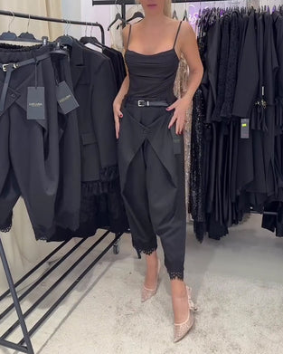 Fashionable Lace Stitching Harem Pants