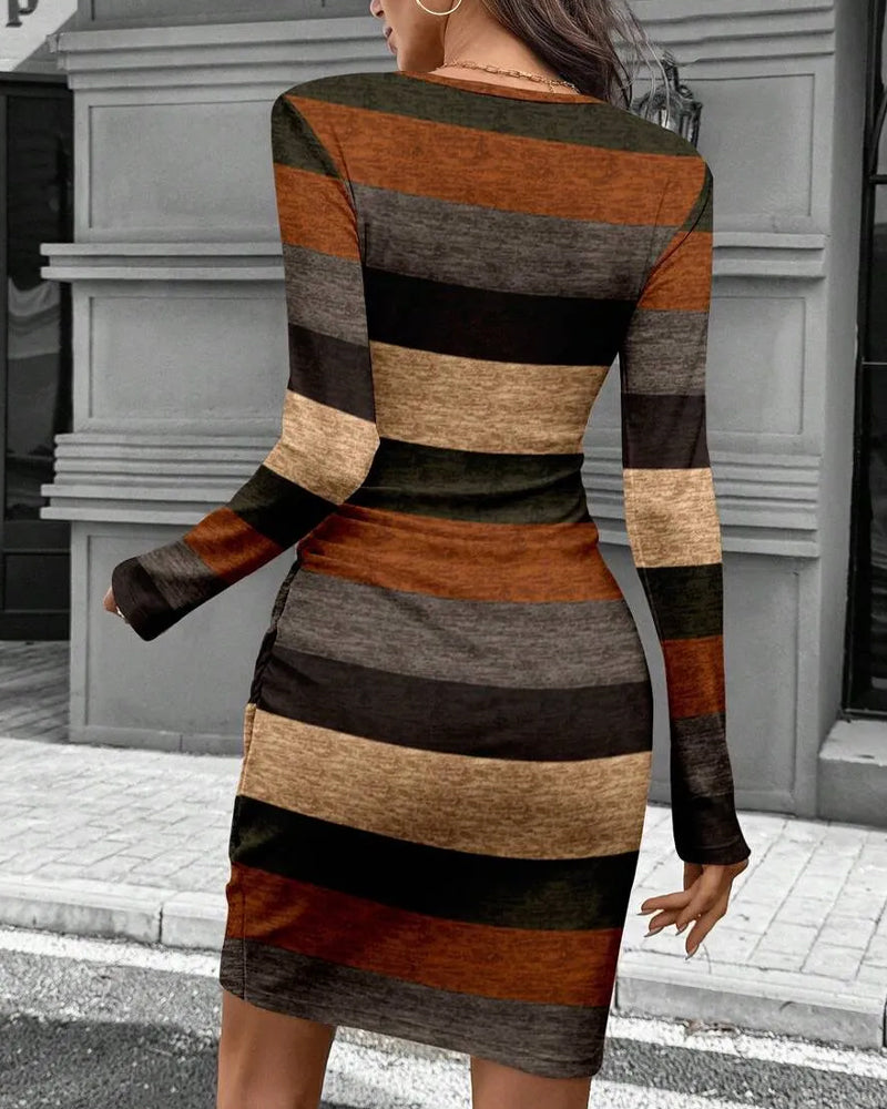 Vintage Stripe Long Sleeve Dress