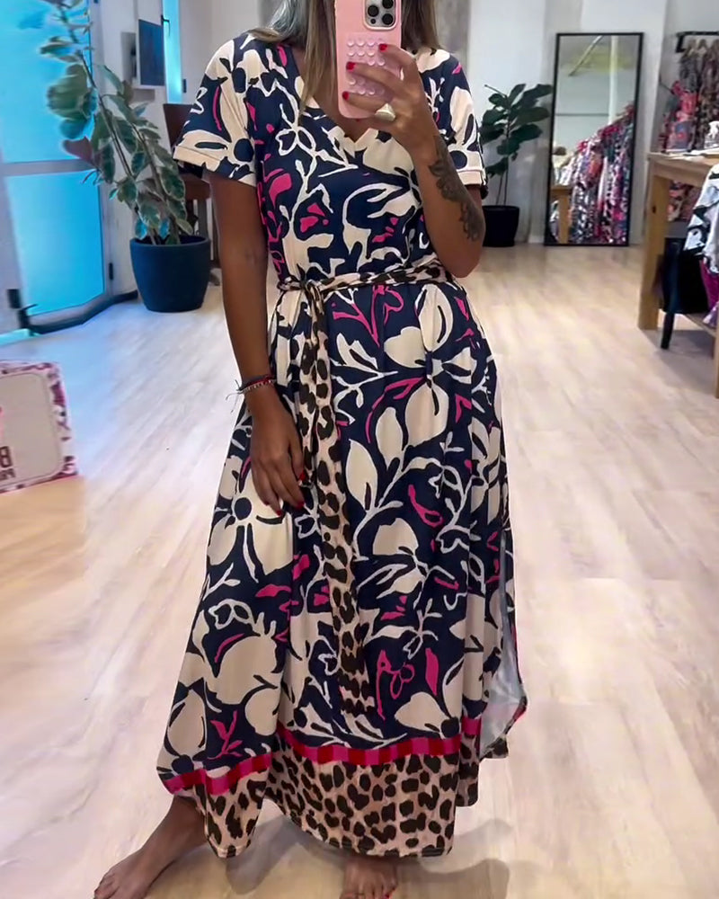 V-Neck Tie-Waist Holiday Dress