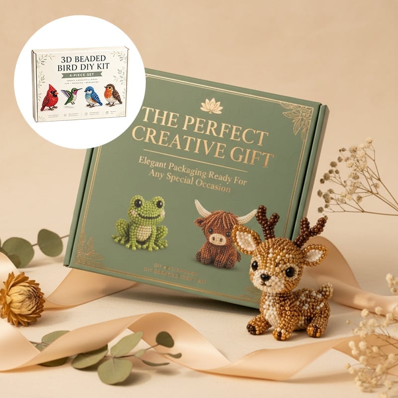 3D Beaded Animal Craft Kit - DIY Miniature Animal Beading Set for Beginners