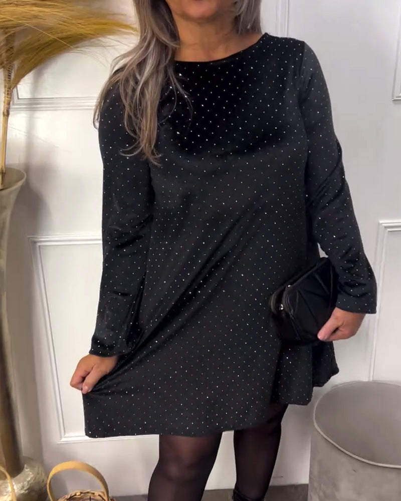 Round Neck Rhinestone Dress