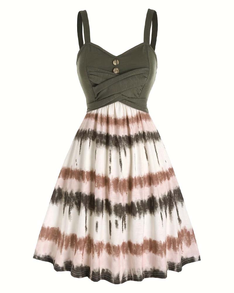 Tie-Dye Strappy Midi Dress