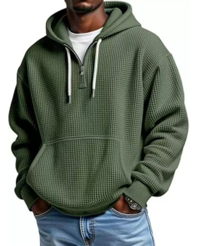 Men's Solid Zip Pullover Hoodie