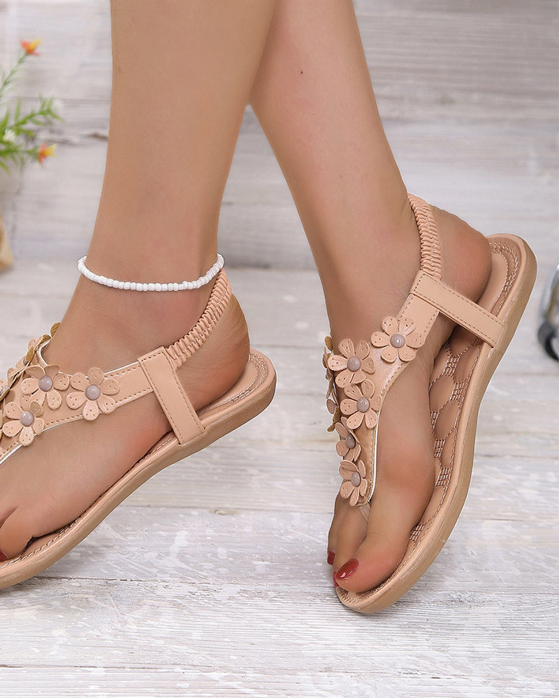Beach Sandals with 3D Flowers