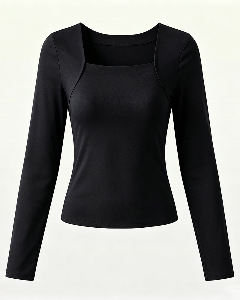 🔥U Neck Shapewear Built-in Bra LongSleeve Tank