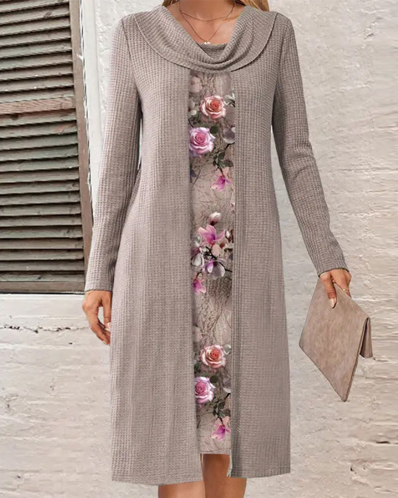 Floral print patchwork dress