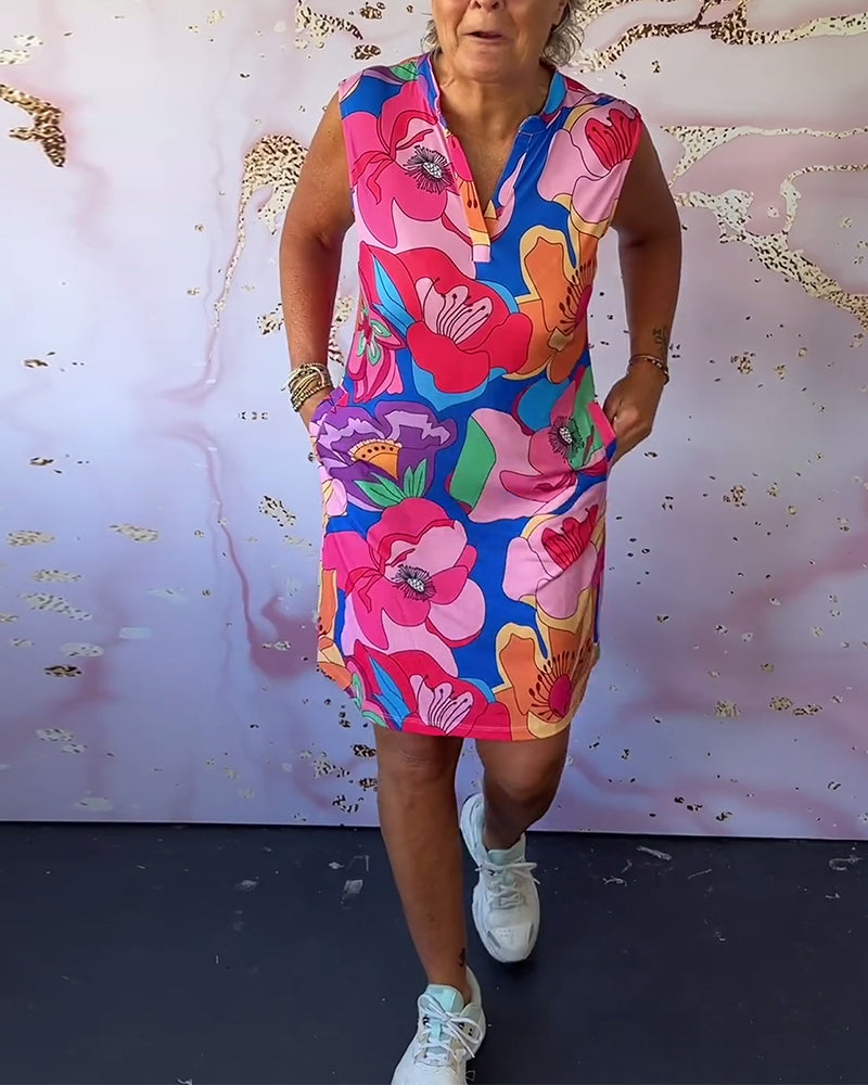 Sleeveless floral print dress