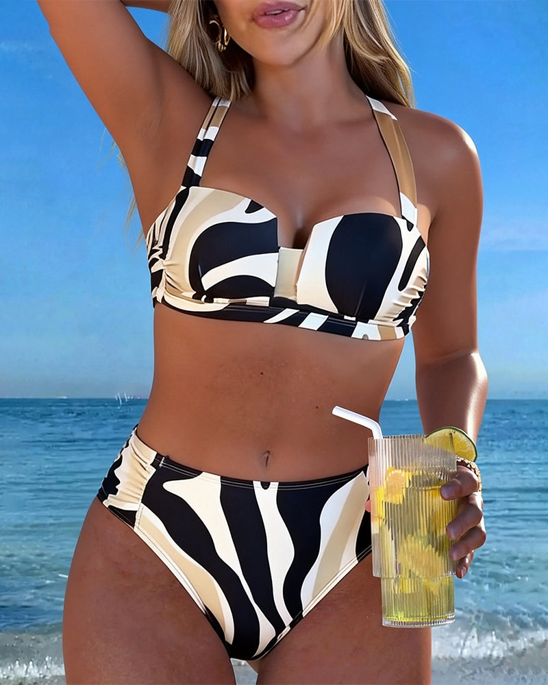 Vacation Animal Print Wireless Bra Bikini