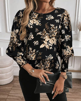 Lantern Sleeve Floral Casual Top