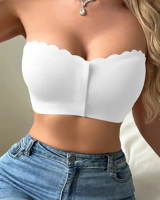 Seamless Front Closure Strapless Bandeau Bra