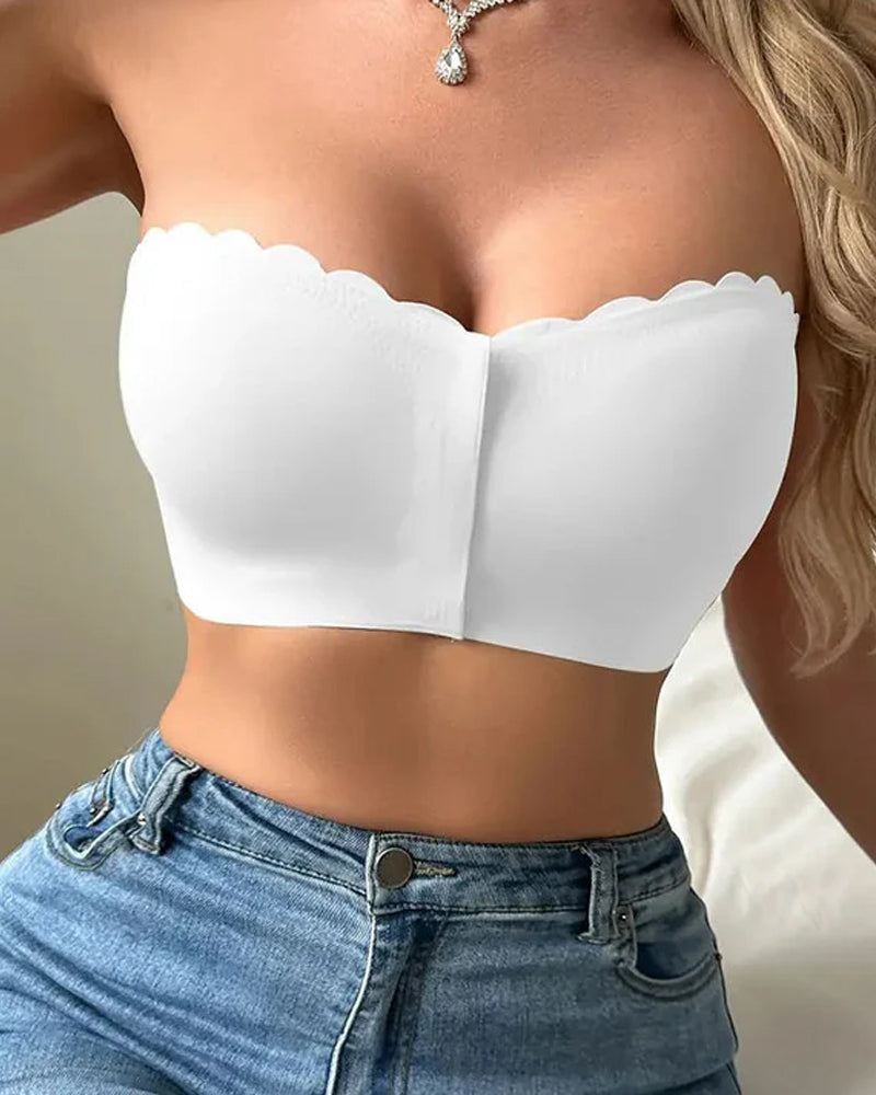 Seamless Front Closure Strapless Bandeau Bra