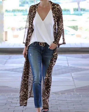 Long Leopard Print Sun Protective Coat