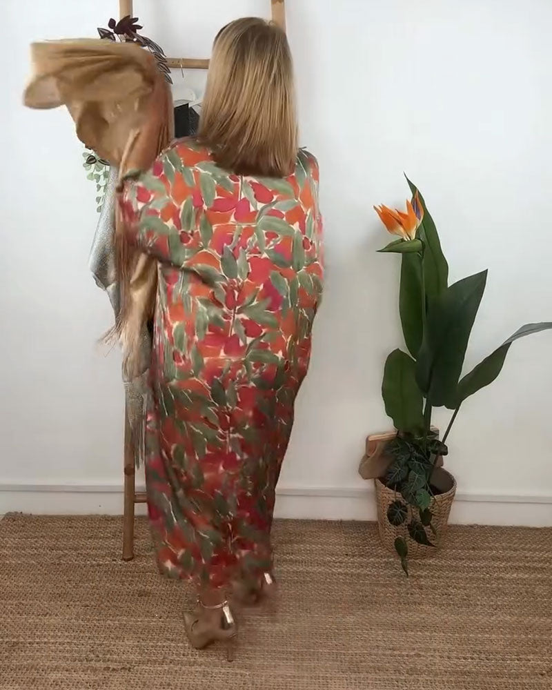 V-Neck Twist Print Dress