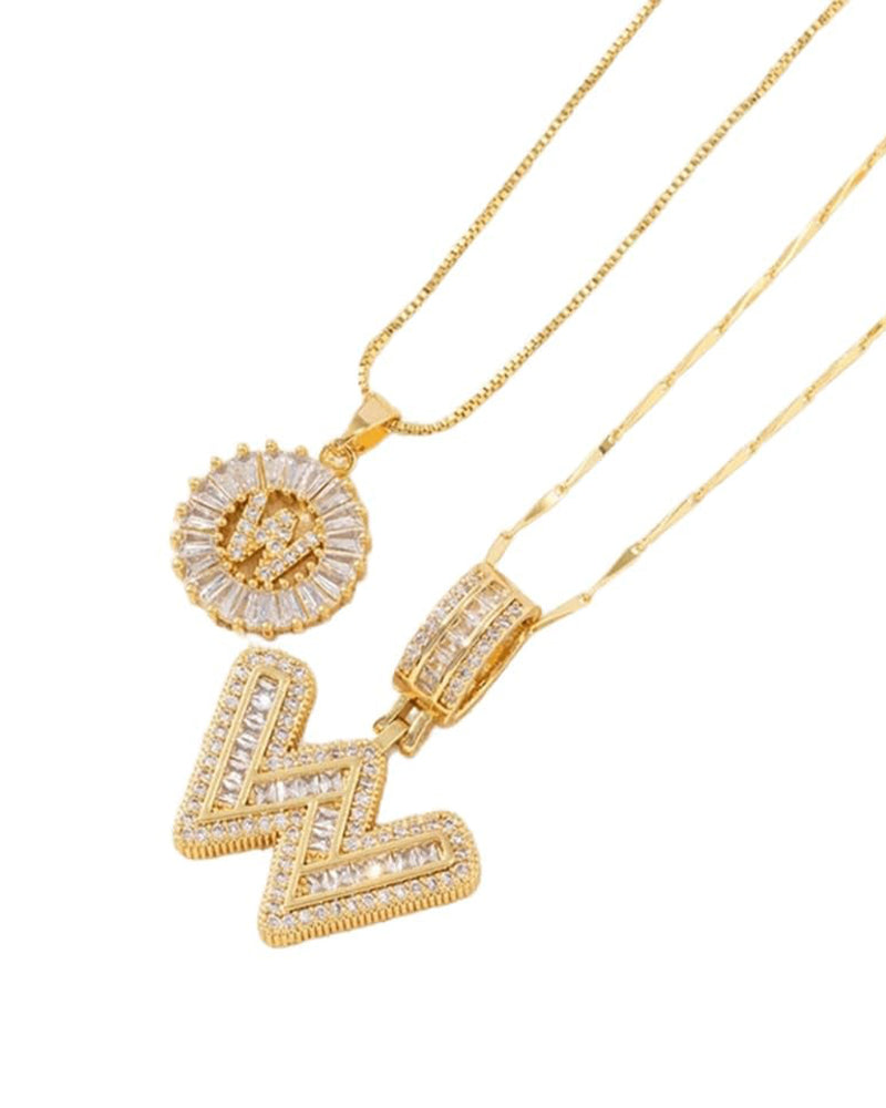 Initial Letter Pendant Necklaces -2 Pack