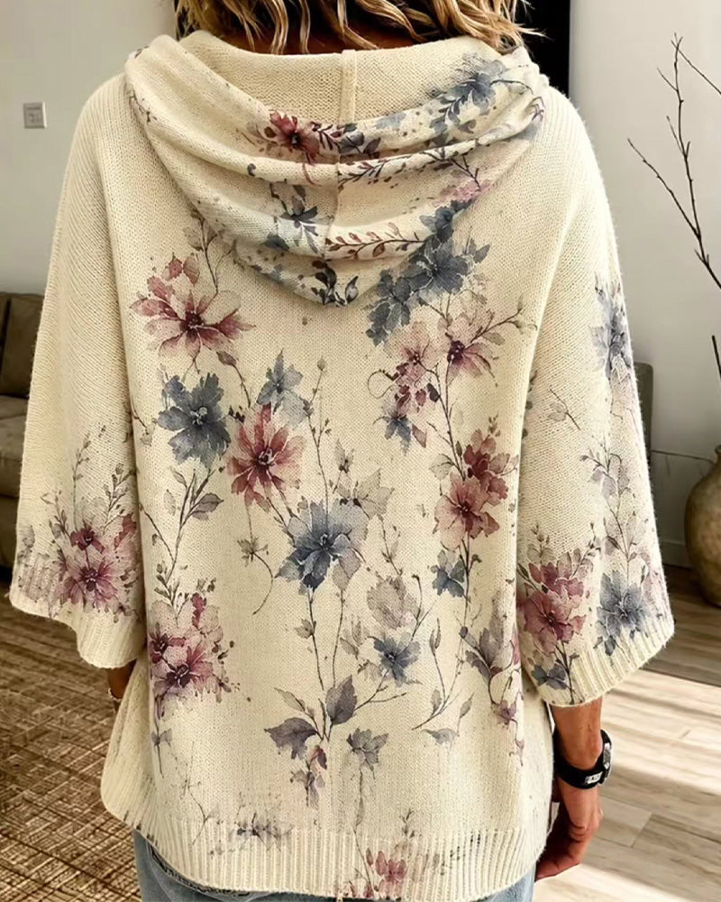 Casual Printed Drawstring Pullover
