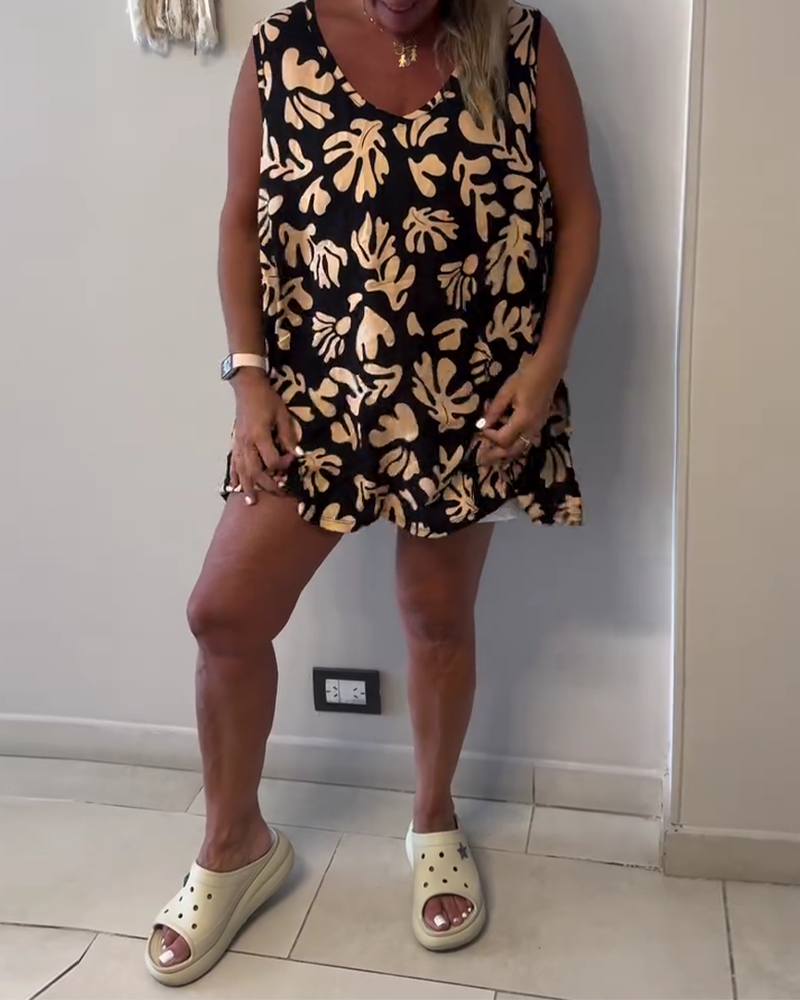 Abstract Plant Print Tank Top