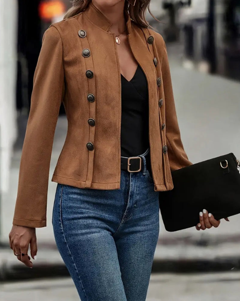 Stylish double-breasted solid color coat