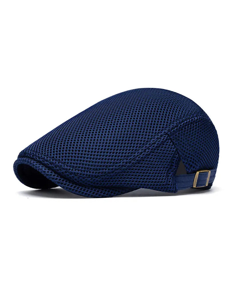 Men's Breathable Mesh Flat Cap - Adjustable Newsboy Ivy Beret Summer Hat