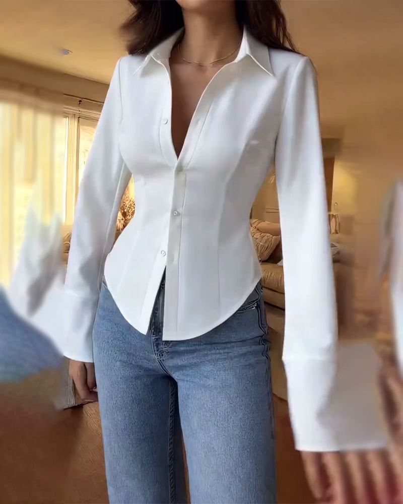 Elegant Solid Color Slim Fit Shirt