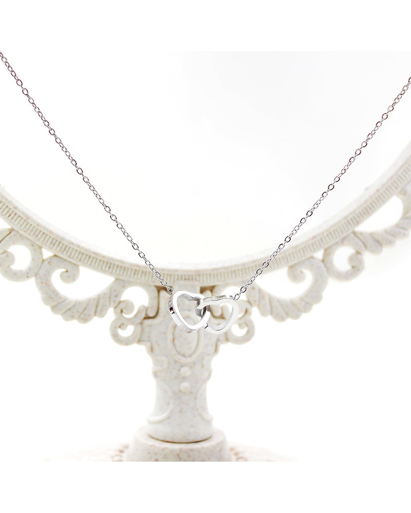 Bone Chain Double Heart Necklace