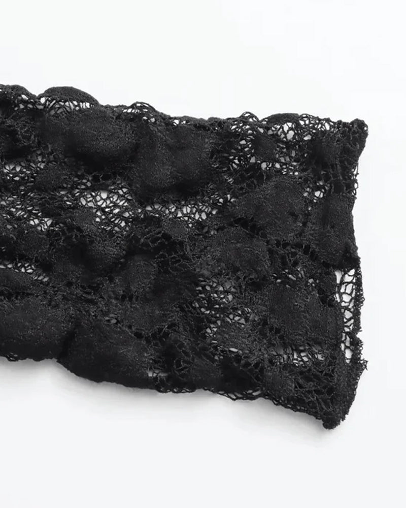 Round Neck Long Sleeve Lace Bodysuit