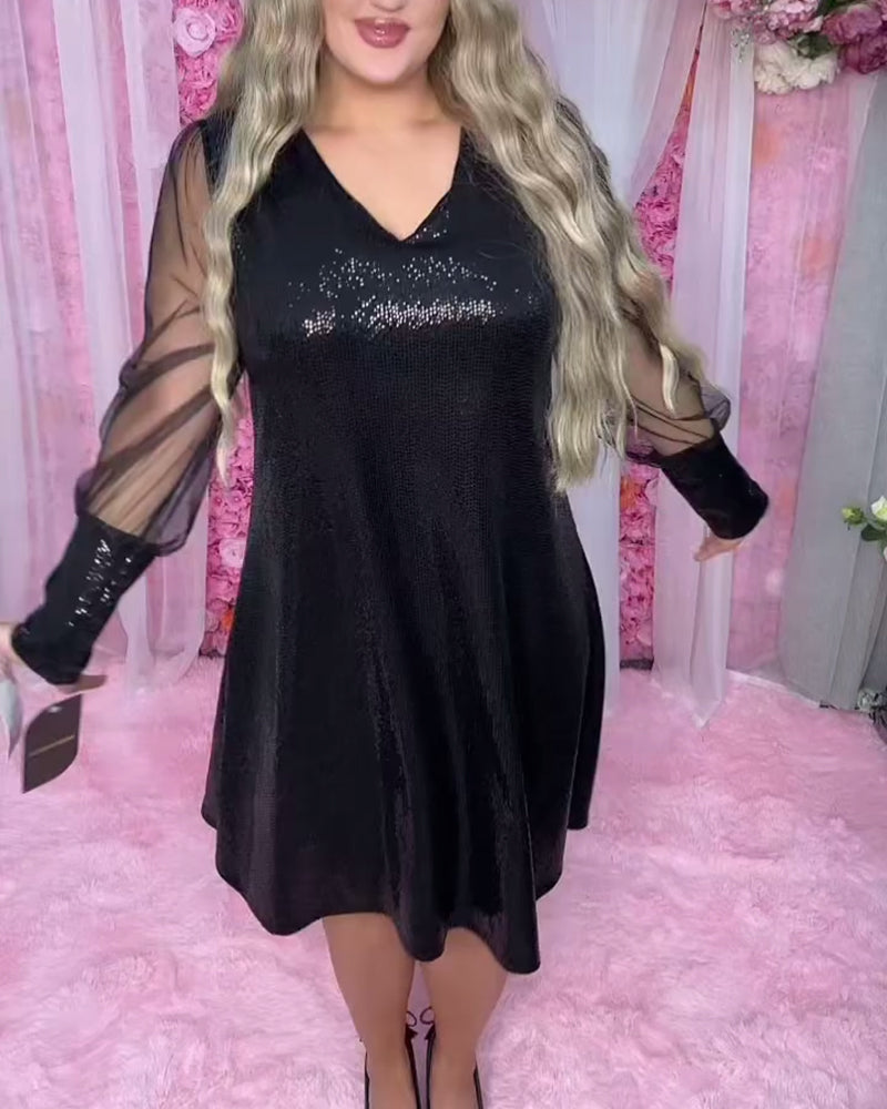 V-Neck Fashion Mesh Dress