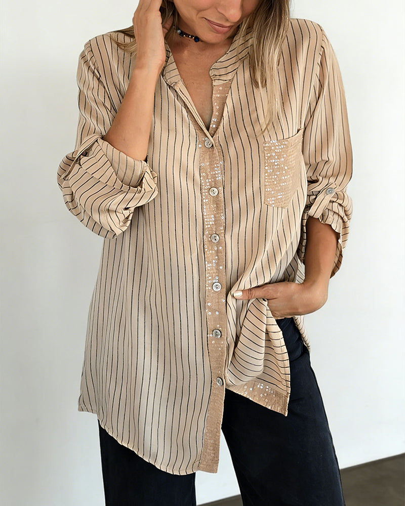 Fashion Sequin Stripe Shirt