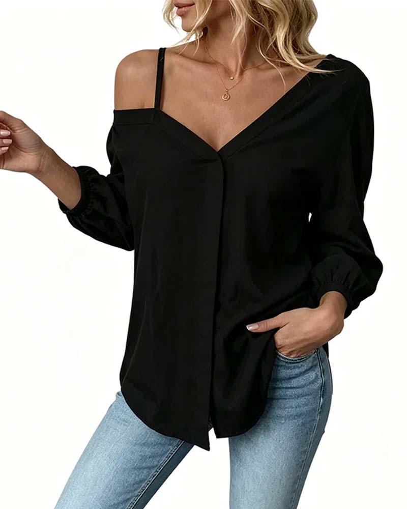 One-Shoulder Textured Cami Shirt
